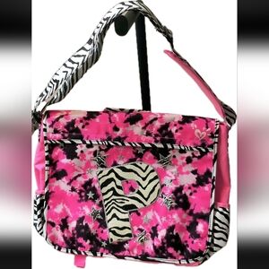Justice Pink and Black Zebra Print Laptop Bag